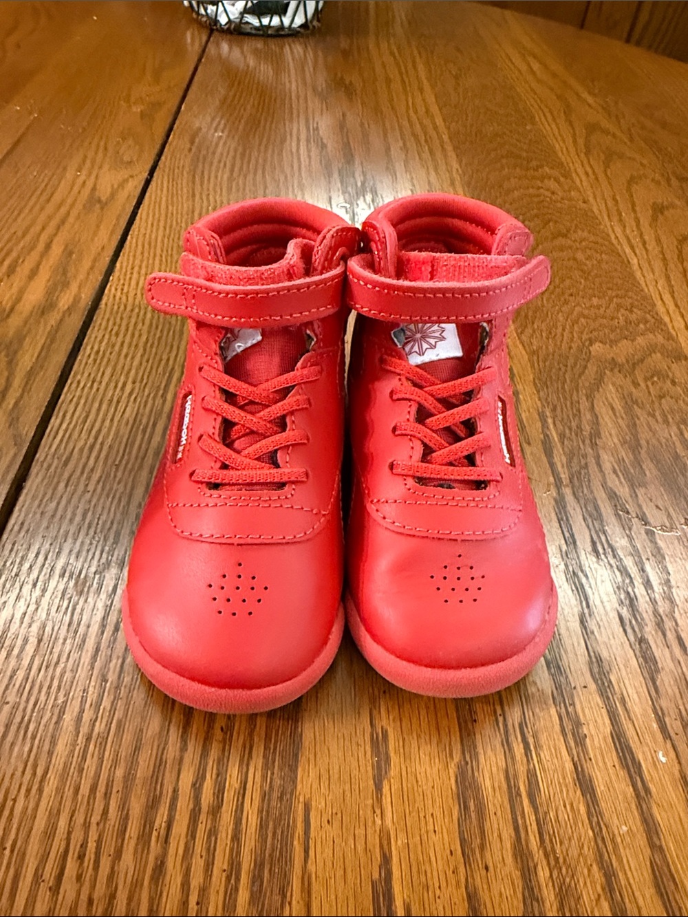 Reebok Kids Red High-Top Sneakers with Hook-and-Loop Strap